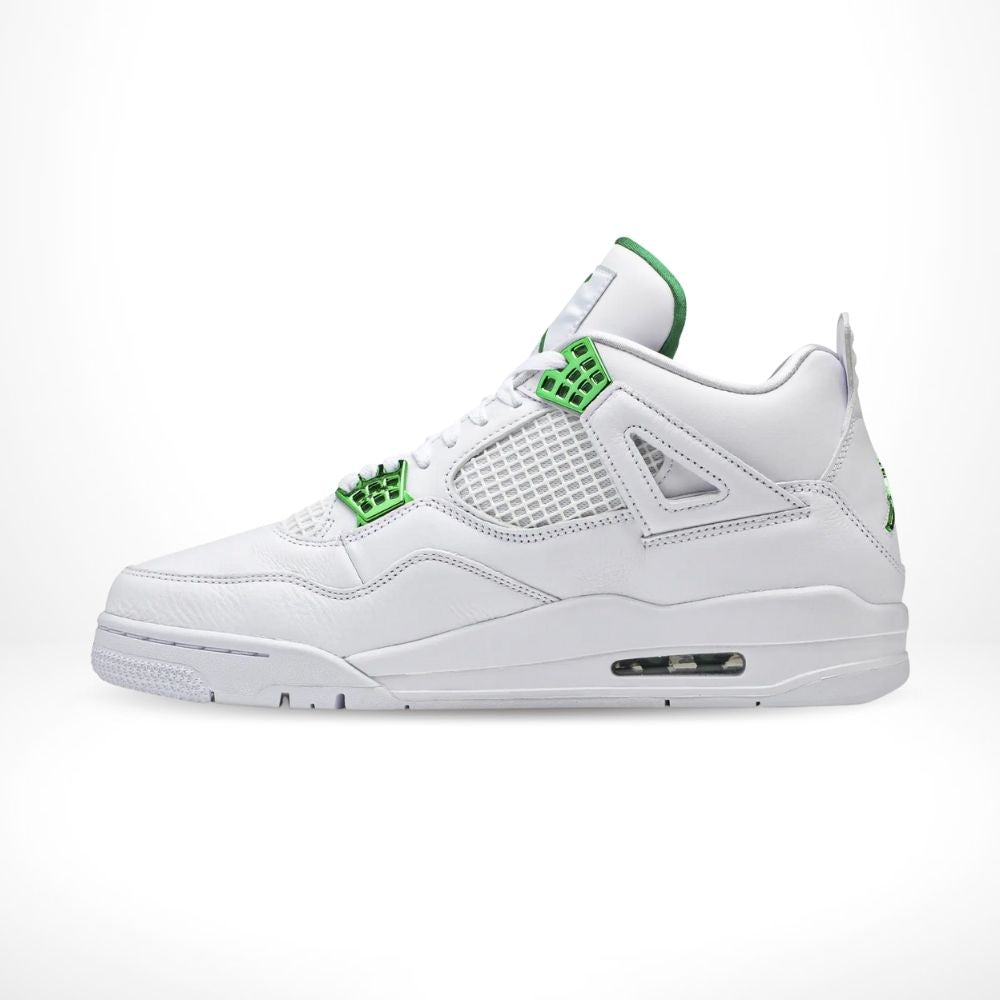Air Jordan 4 Retro in Metallic Green White - product image from the listing.