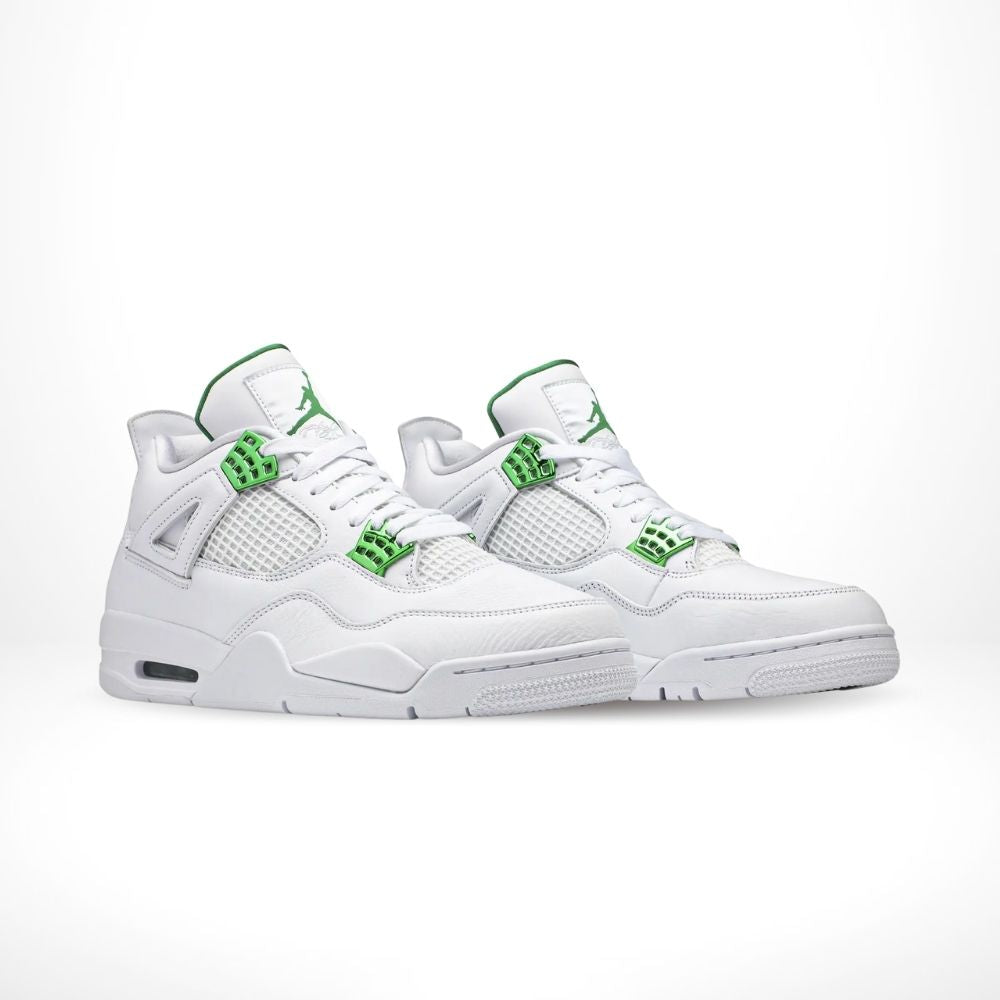 Air Jordan 4 Retro in Metallic Green White - product image from the listing.