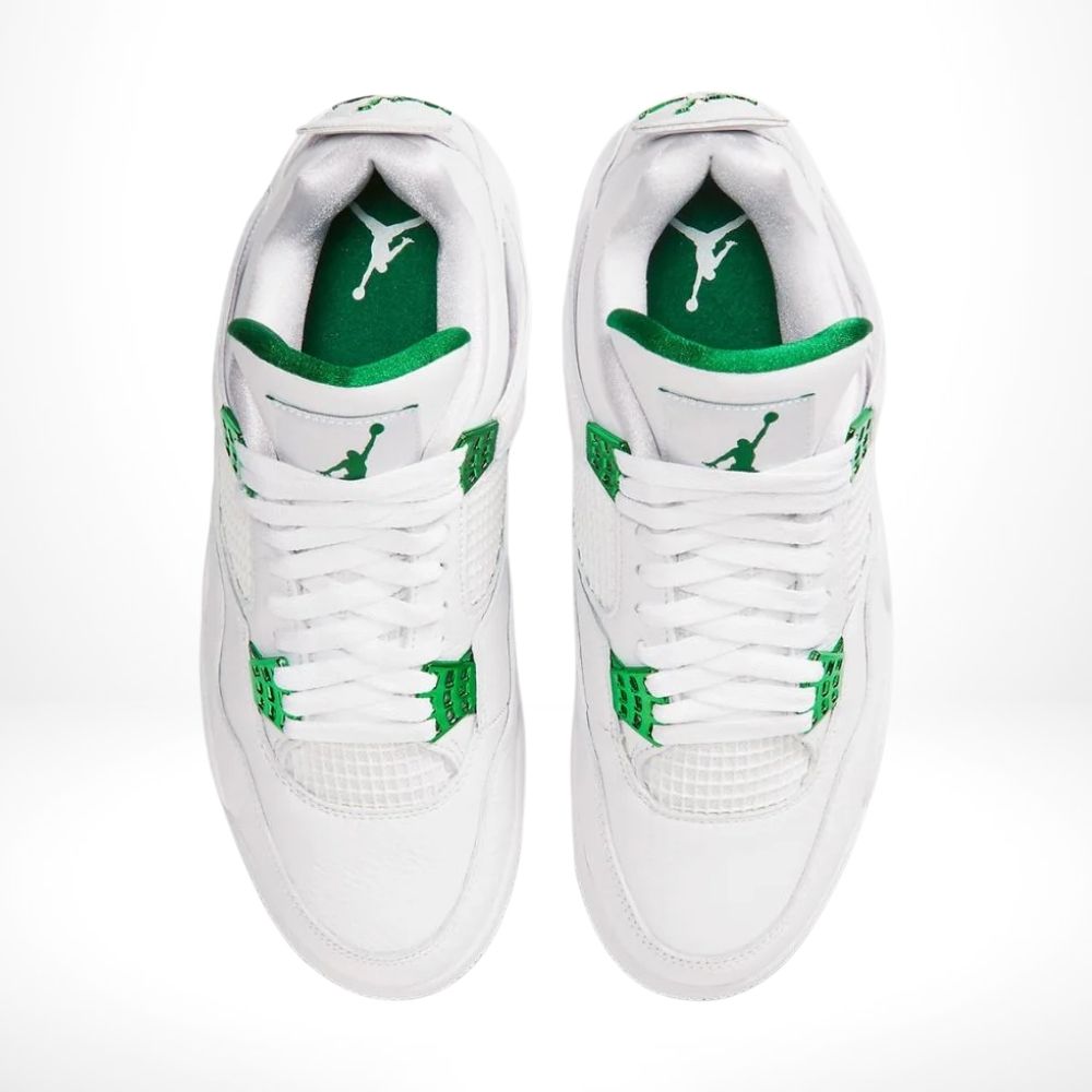 Air Jordan 4 Retro in Metallic Green White - product image from the listing.
