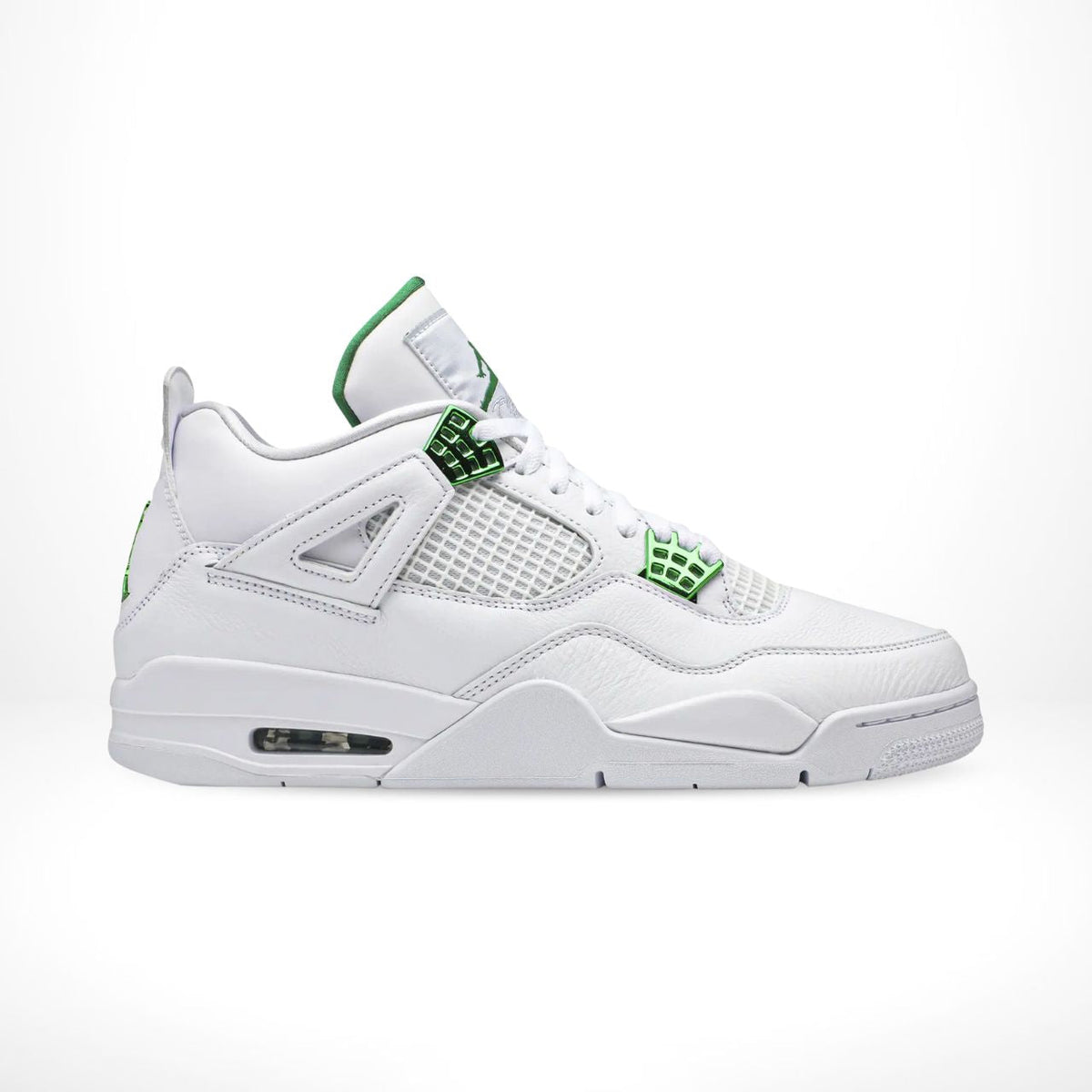 Air Jordan 4 Retro in Metallic Green White - product image from the listing.