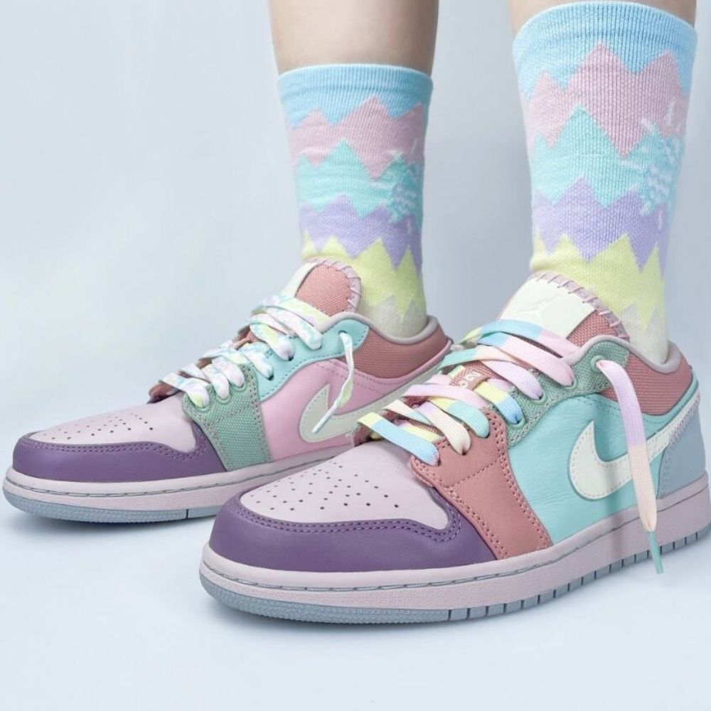 Air Jordan 1 Low Easter in Pastel Teal Pink Purple - product image from the listing.
