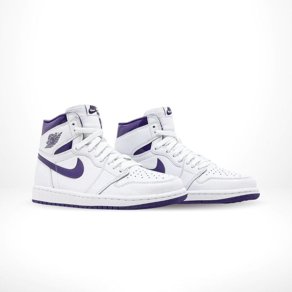 Air Jordan 1 Retro High OG White Court in Purple - product image from the listing.