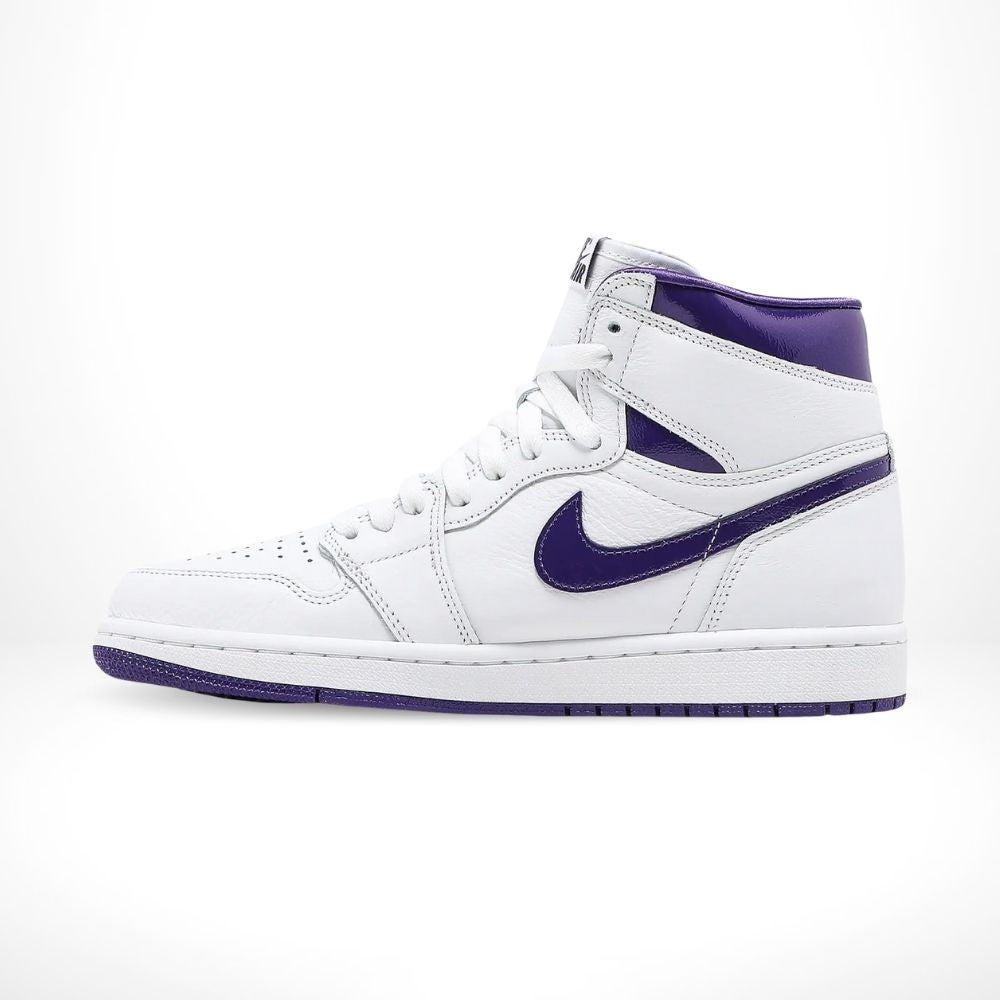 Air Jordan 1 Retro High OG White Court in Purple - product image from the listing.