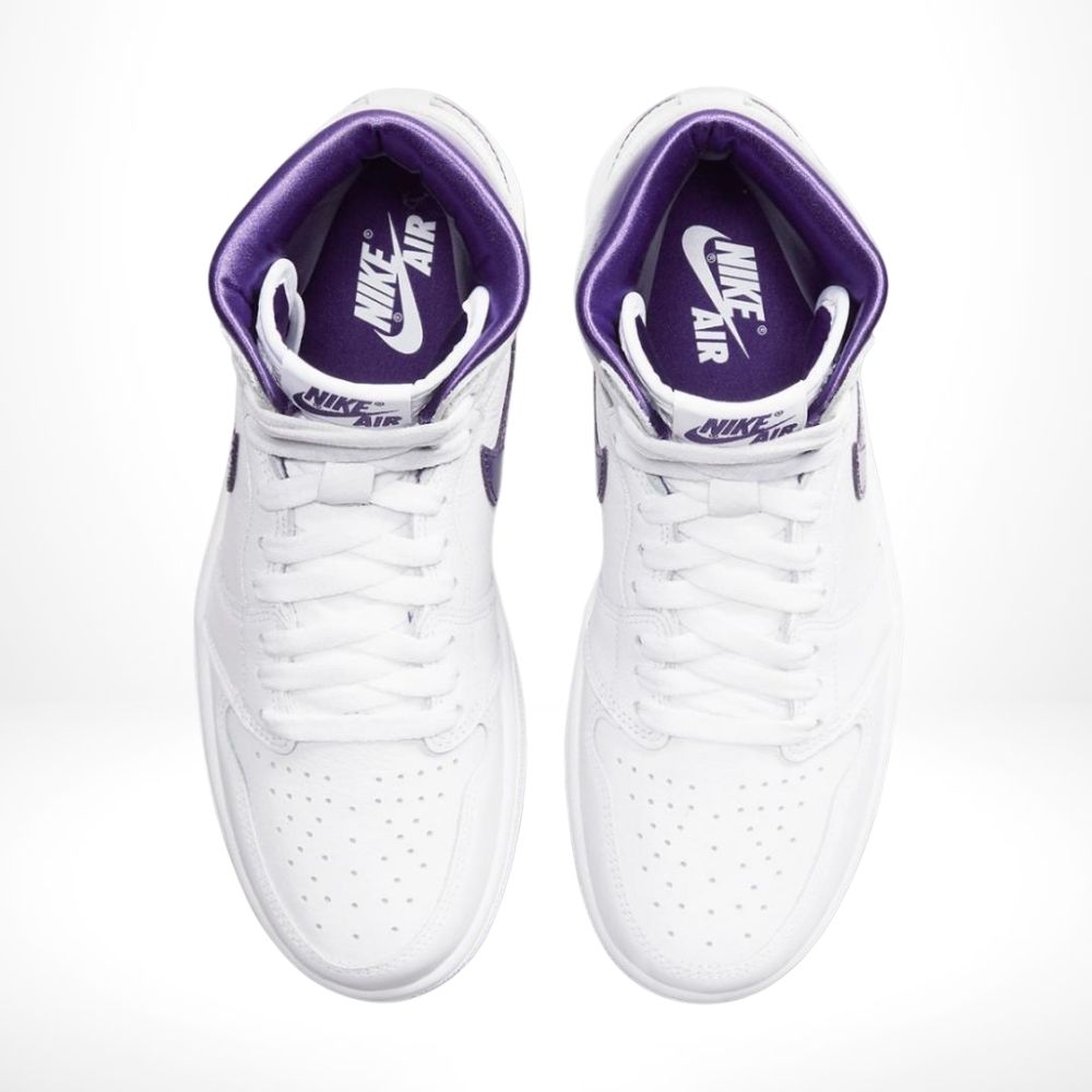 Air Jordan 1 Retro High OG White Court in Purple - product image from the listing.