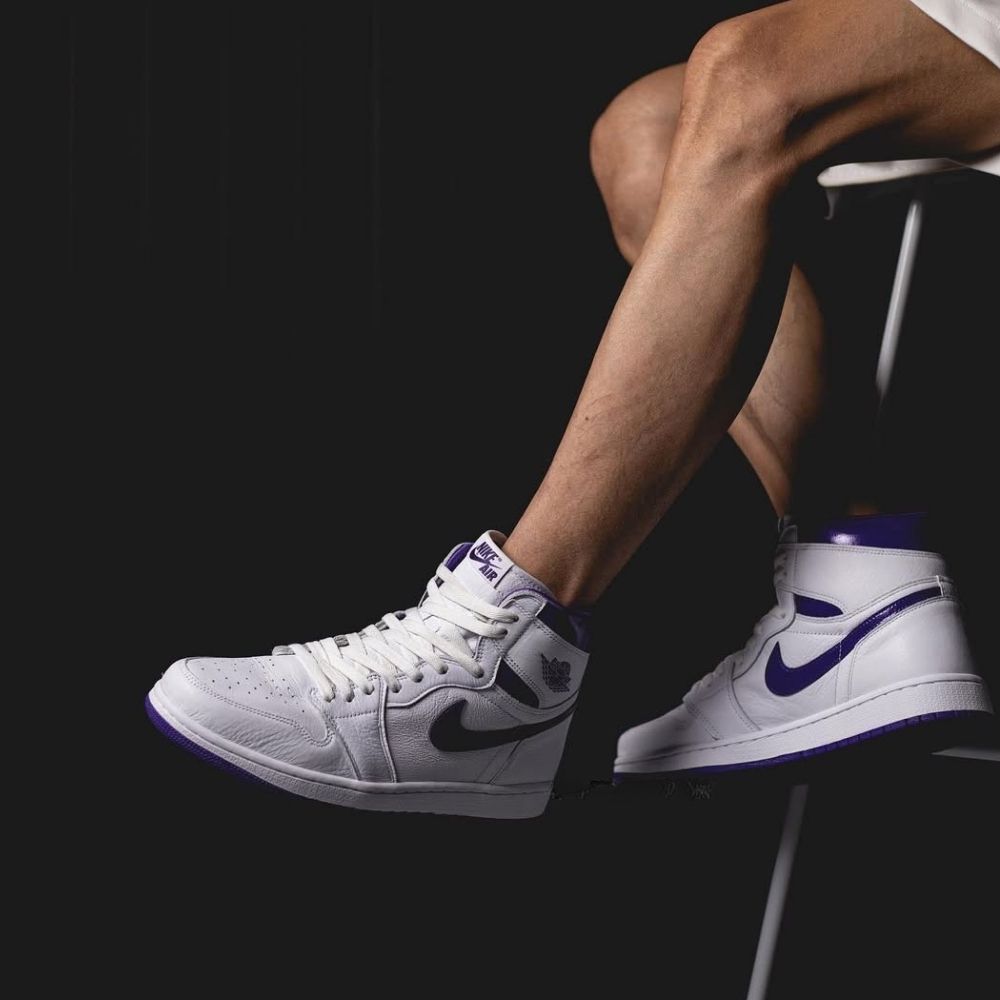 Air Jordan 1 Retro High OG White Court in Purple - product image from the listing.