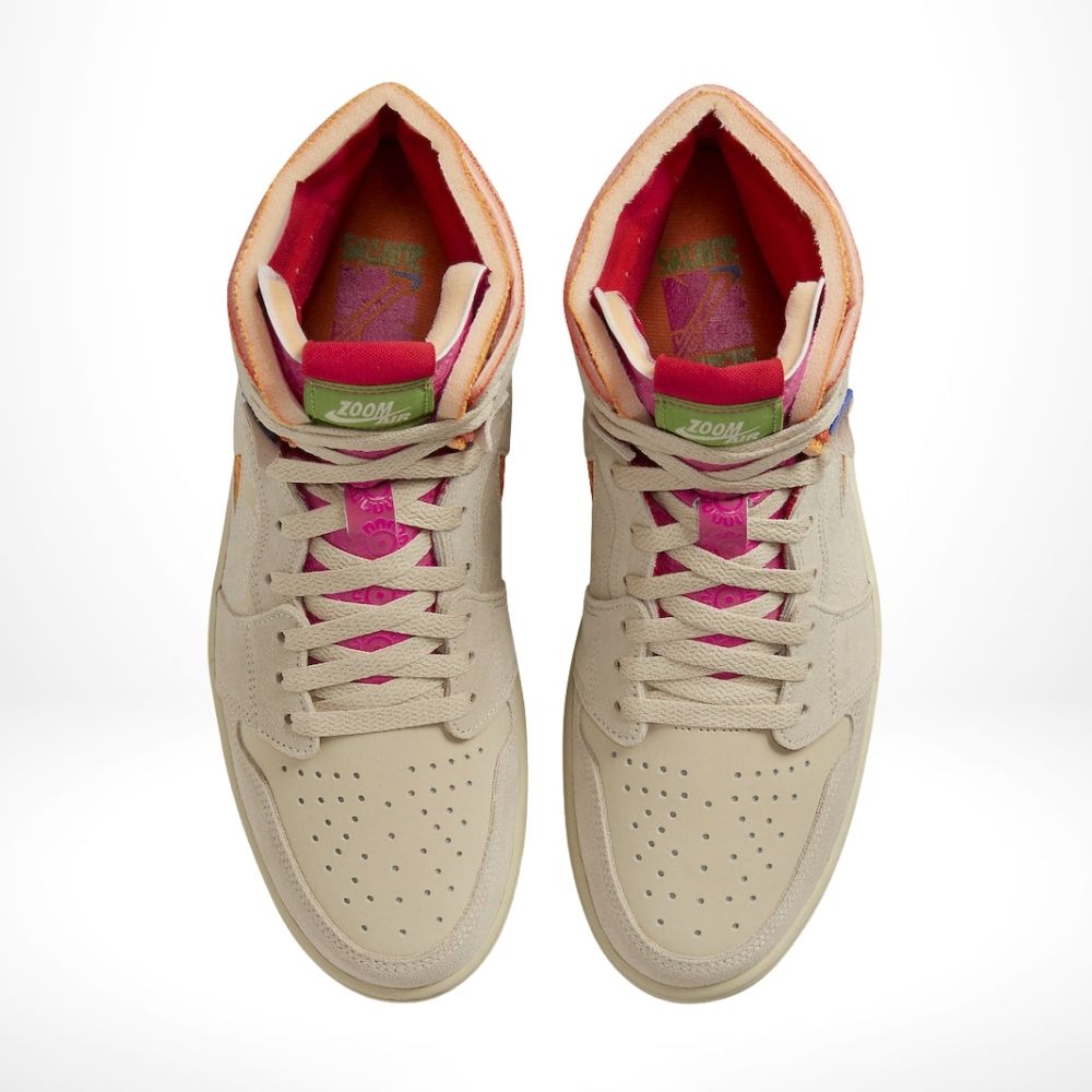 Air Jordan 1 High Zoom Air CMFT Somos Familia in Tan - product image from the listing.