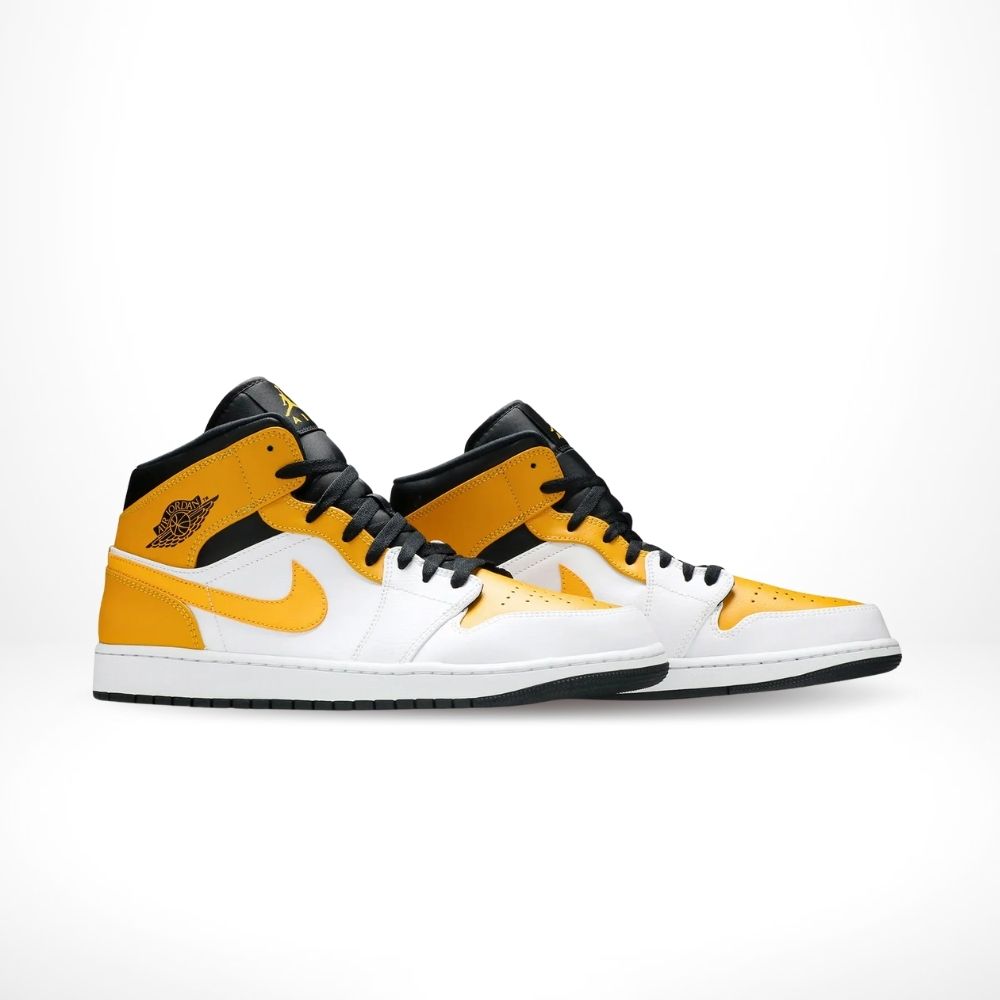 Air Jordan 1 Mid in University Gold White Black - product image from the listing.