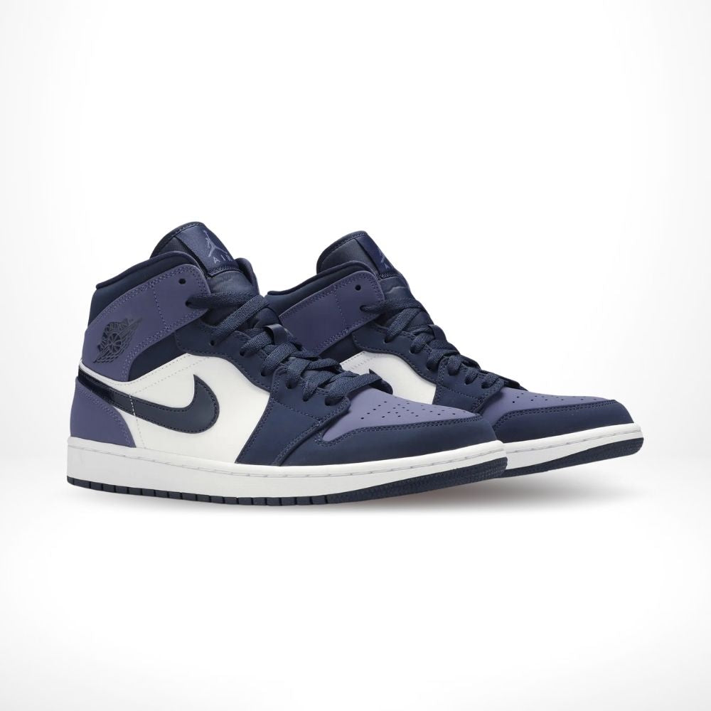 Air Jordan 1 Mid Obsidian in Purple White - product image from the listing.