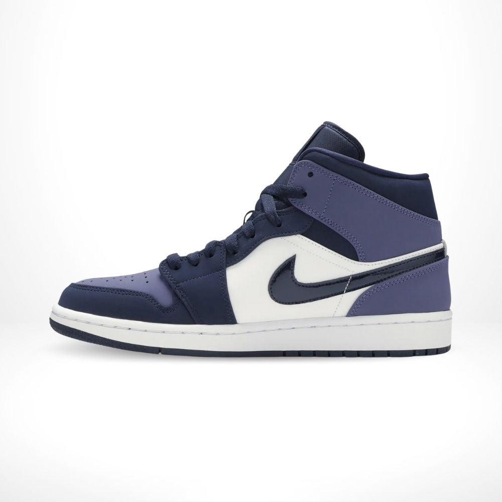 Air Jordan 1 Mid Obsidian in Purple White - product image from the listing.