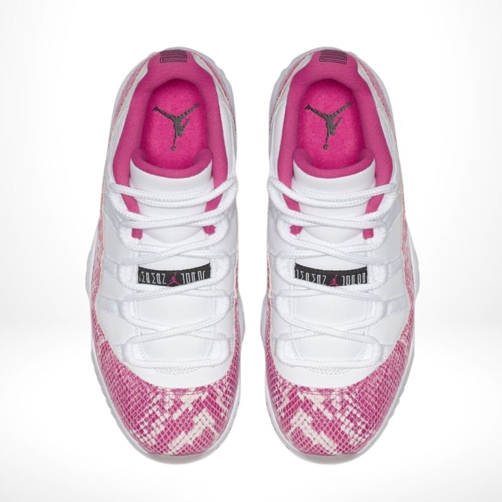 Air Jordan 11 Low Pink Snakeskin in White - product image from the listing.