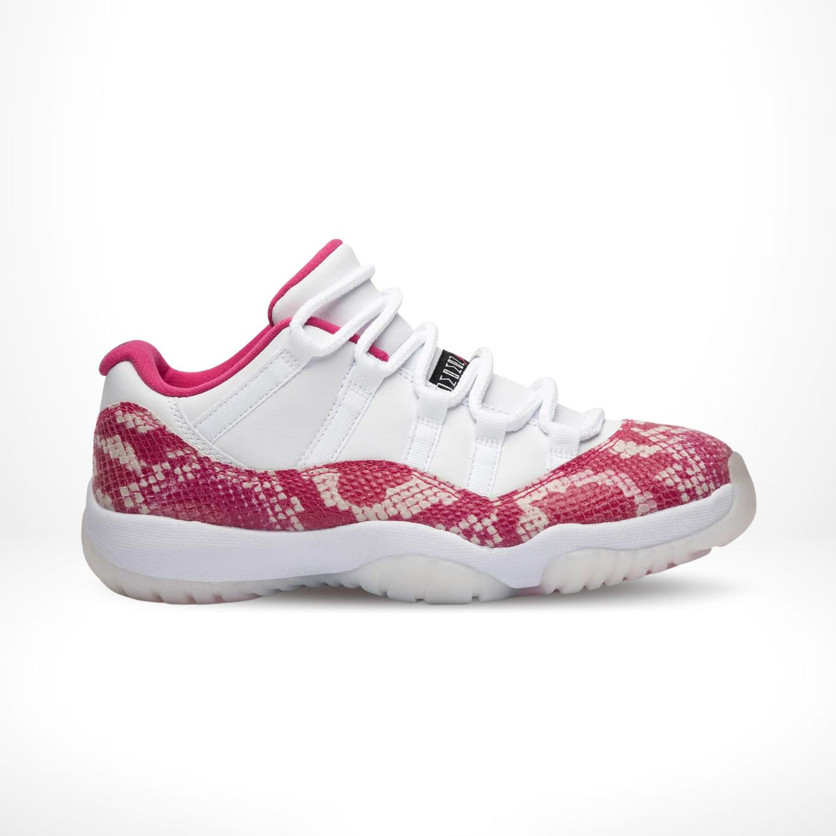 Air Jordan 11 Low Pink Snakeskin in White - product image from the listing.