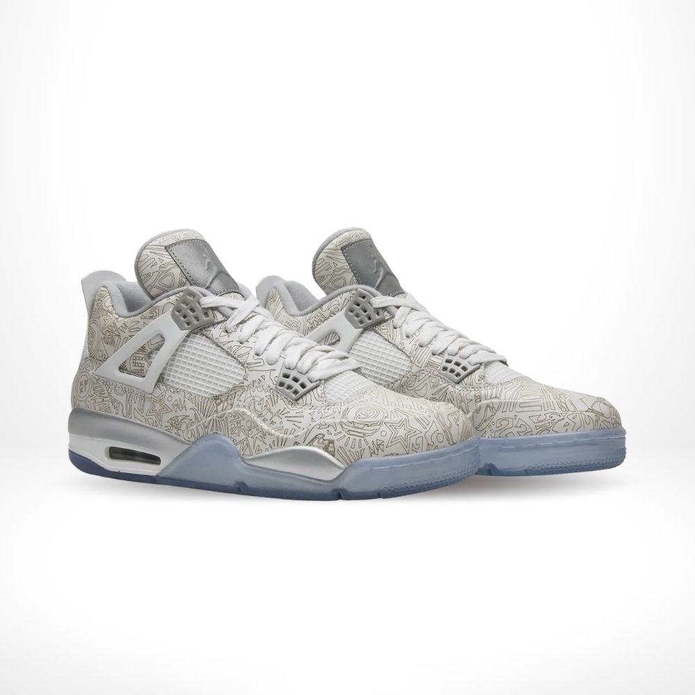 Air Jordan 4 Retro 30th Anniversary Laser in White Metallic Silver - product image from the listing.