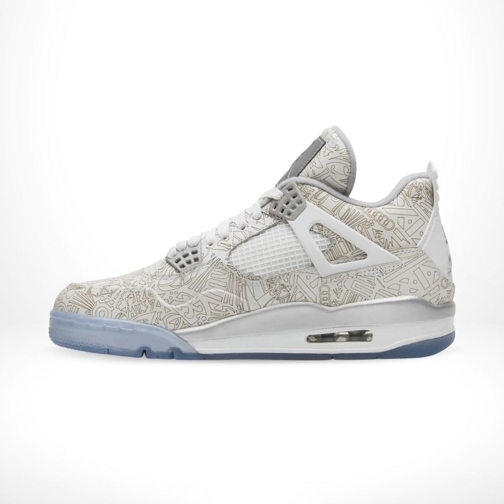 Air Jordan 4 Retro 30th Anniversary Laser in White Metallic Silver - product image from the listing.