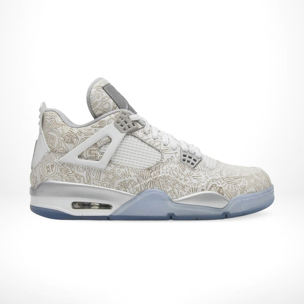 Air Jordan 4 Retro 30th Anniversary Laser in White Metallic Silver - product image from the listing.