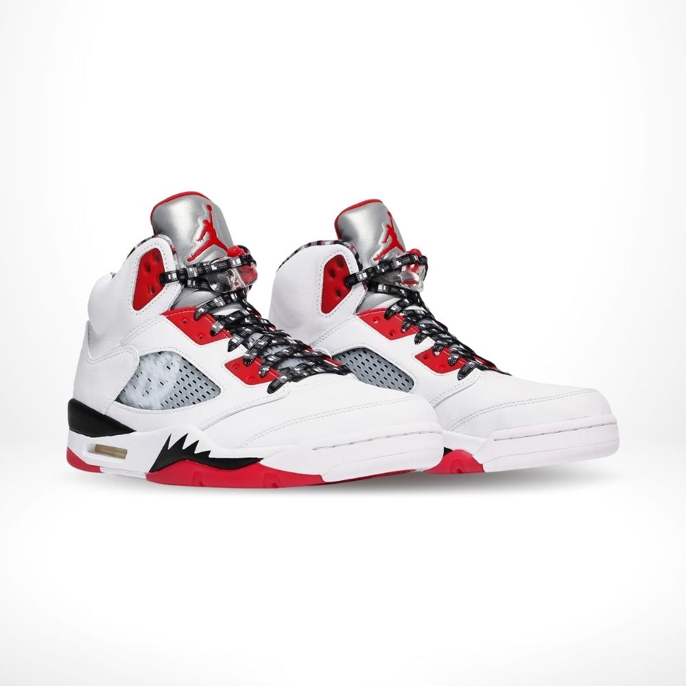 Air Jordan 5 Retro Quai 54 in White University Red - product image from the listing.