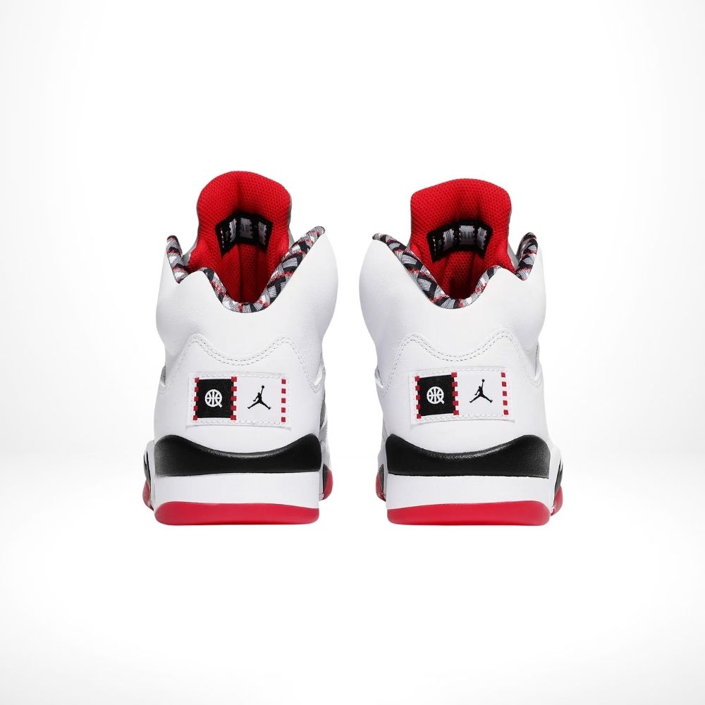 Air Jordan 5 Retro Quai 54 in White University Red - product image from the listing.