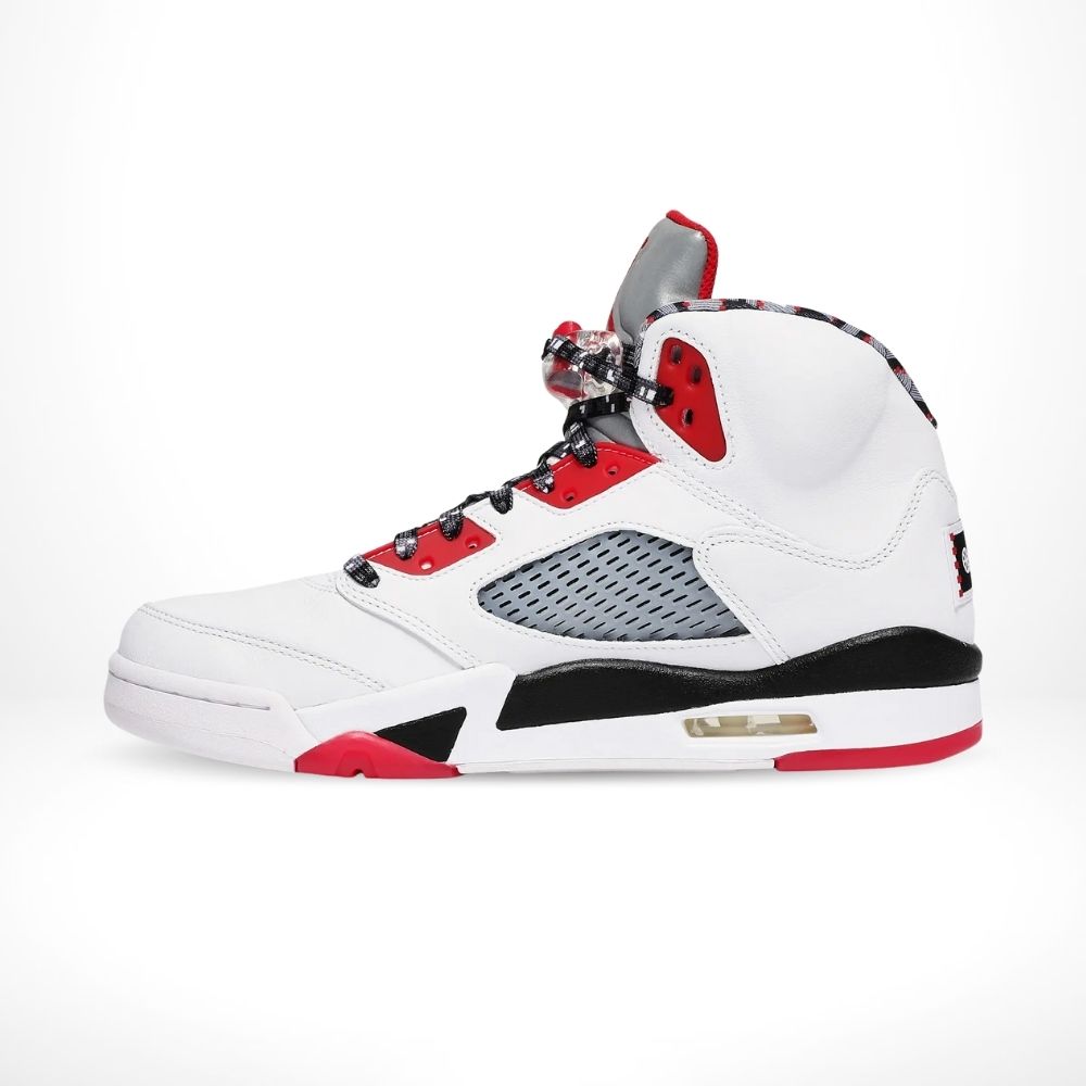 Air Jordan 5 Retro Quai 54 in White University Red - product image from the listing.