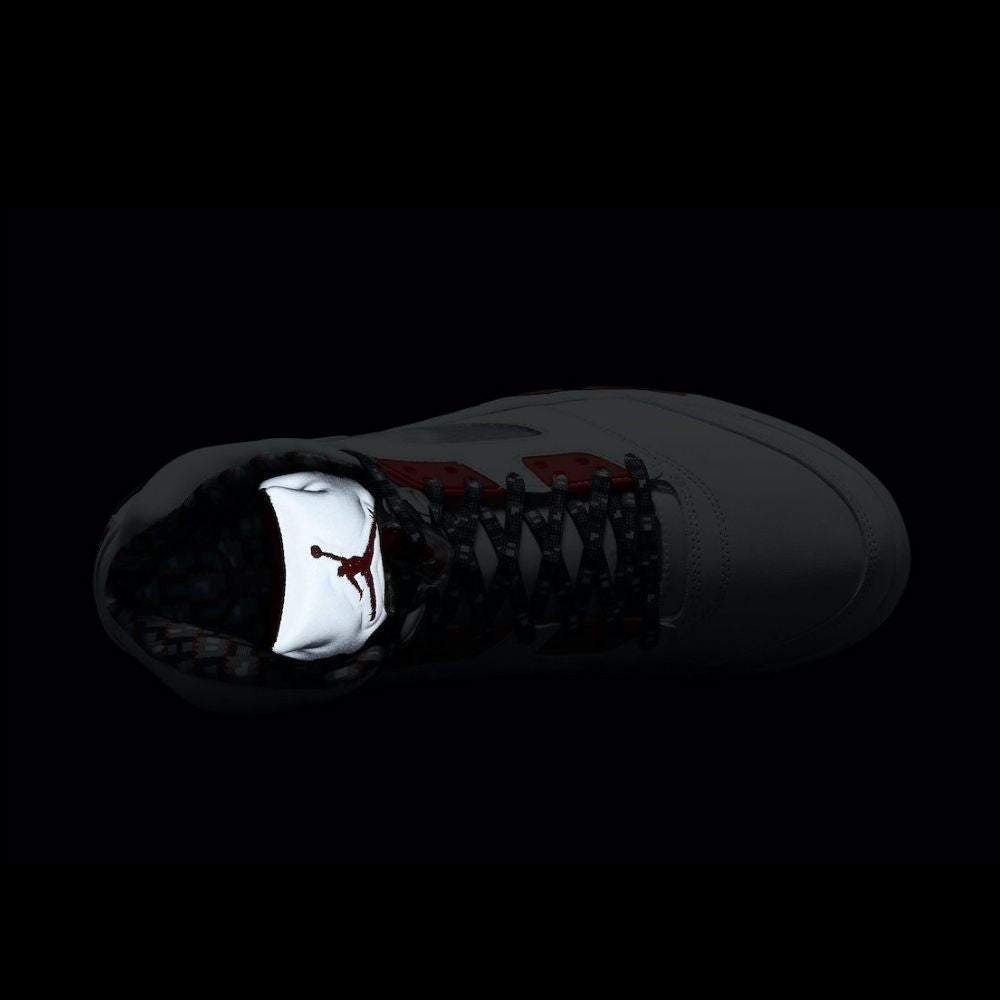 Air Jordan 5 Retro Quai 54 in White University Red - product image from the listing.