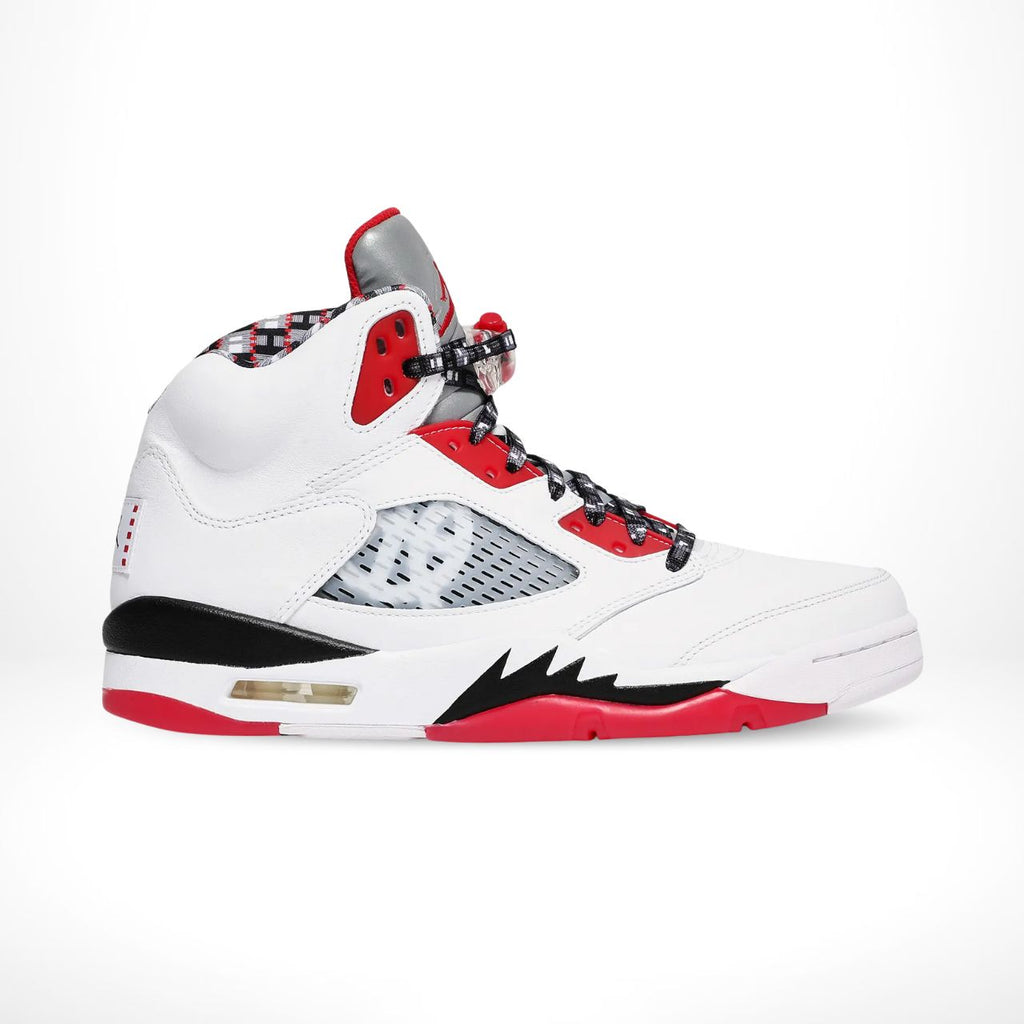 Air Jordan 5 Retro Quai 54 in White University Red - product image from the listing.