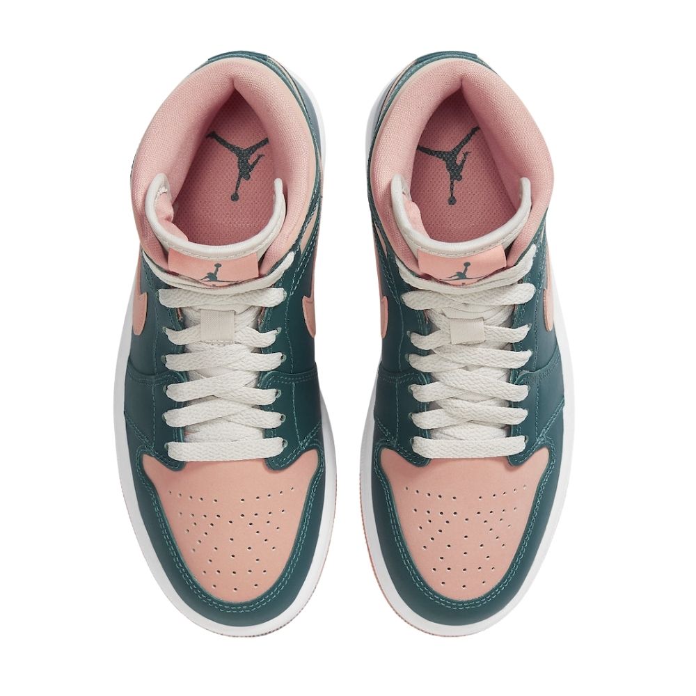 Air Jordan 1 Mid in Dark Teal Green Pink - product image from the listing.