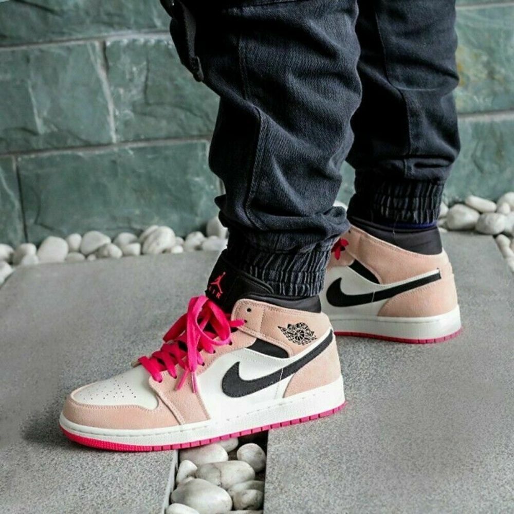 Air Jordan 1 Mid Crimson Tint in Hyper Pink - product image from the listing.
