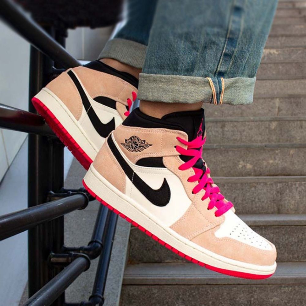 Air Jordan 1 Mid Crimson Tint in Hyper Pink - product image from the listing.