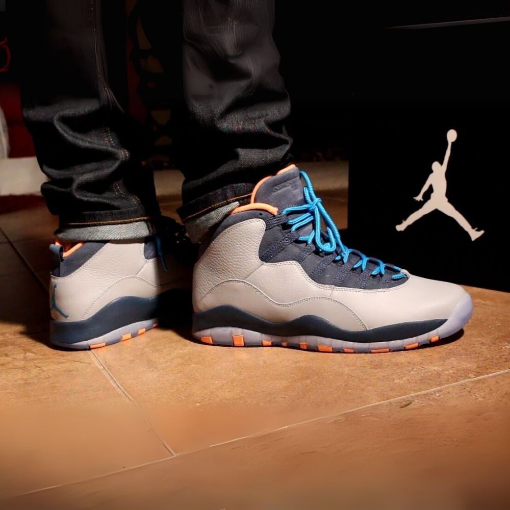 Air Jordan 10 Retro Bobcats in Grey Blue - product image from the listing.