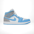 University Blue Grey SE - Air Jordan 1 Mid - product image from the listing.