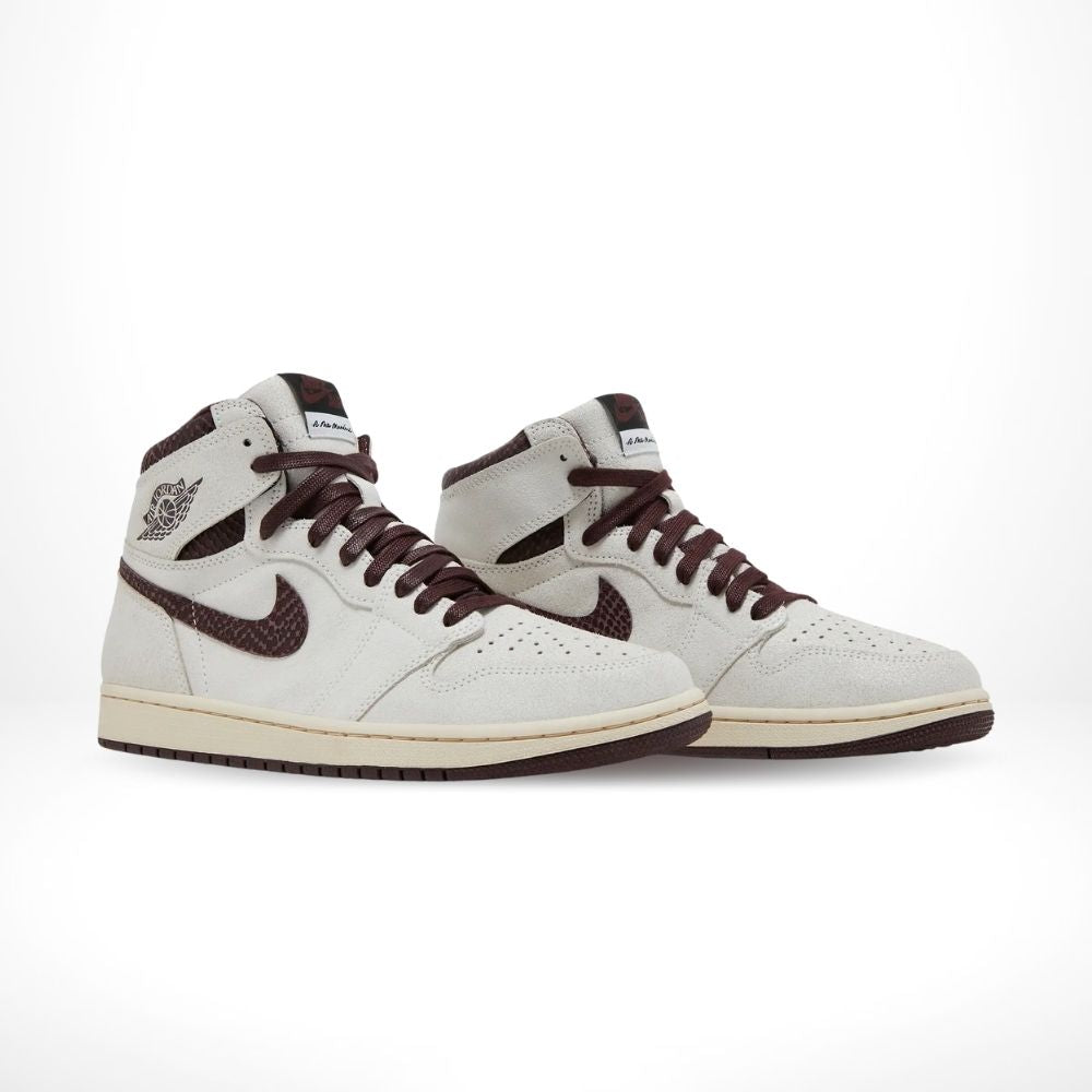 Air Jordan 1 High OG X A Ma Maniére Airness in Sail Burgundy Red - product image from the listing.