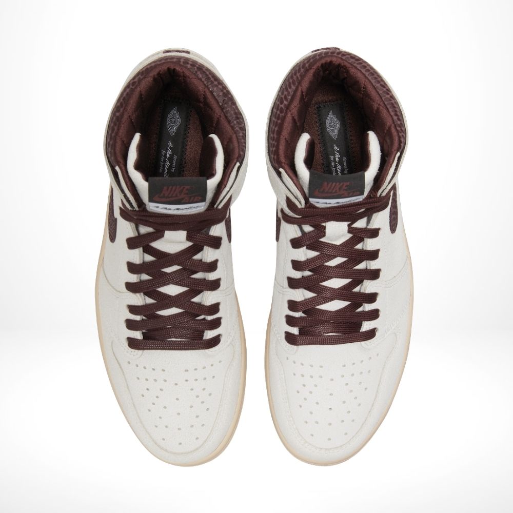 Air Jordan 1 High OG X A Ma Maniére Airness in Sail Burgundy Red - product image from the listing.