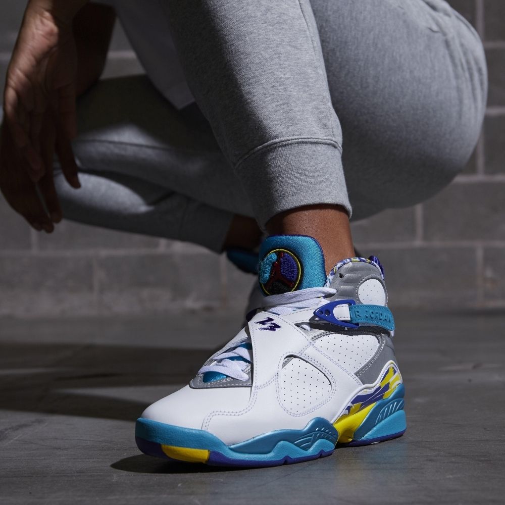 Air Jordan 8 Retro in White Aqua Blue - product image from the listing.