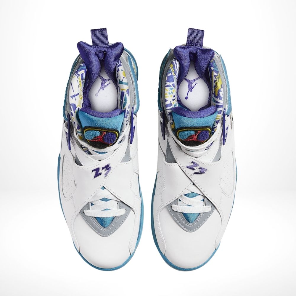 Air Jordan 8 Retro in White Aqua Blue - product image from the listing.