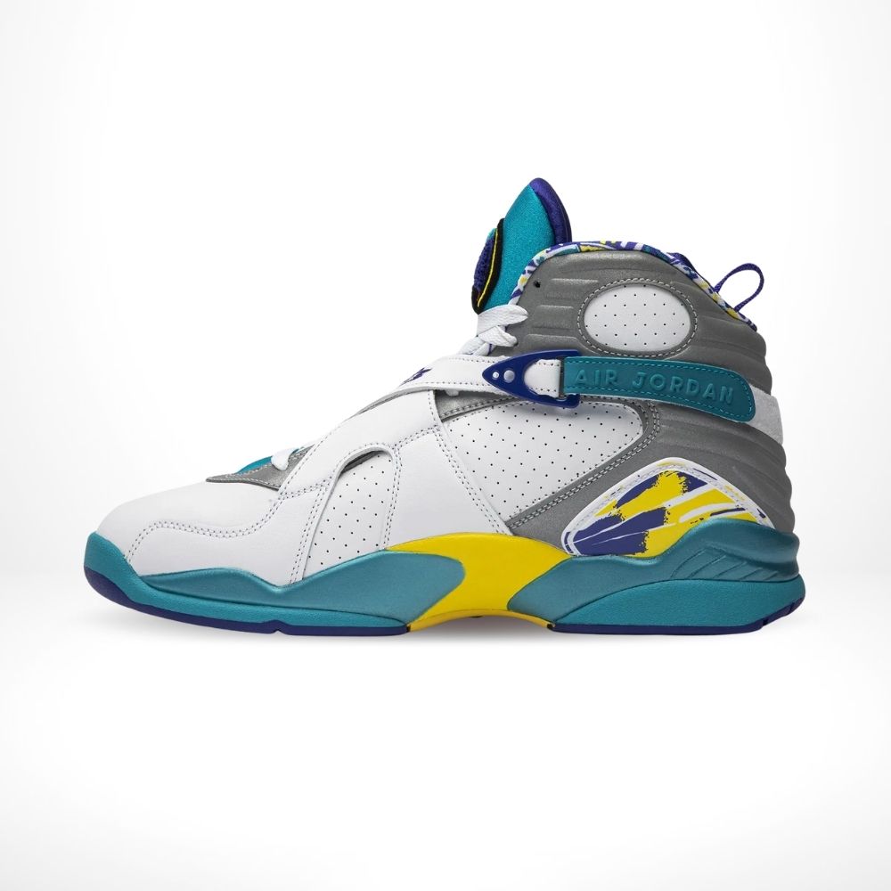 Air Jordan 8 Retro in White Aqua Blue - product image from the listing.