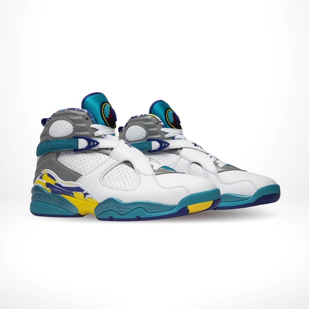 Air Jordan 8 Retro in White Aqua Blue - product image from the listing.