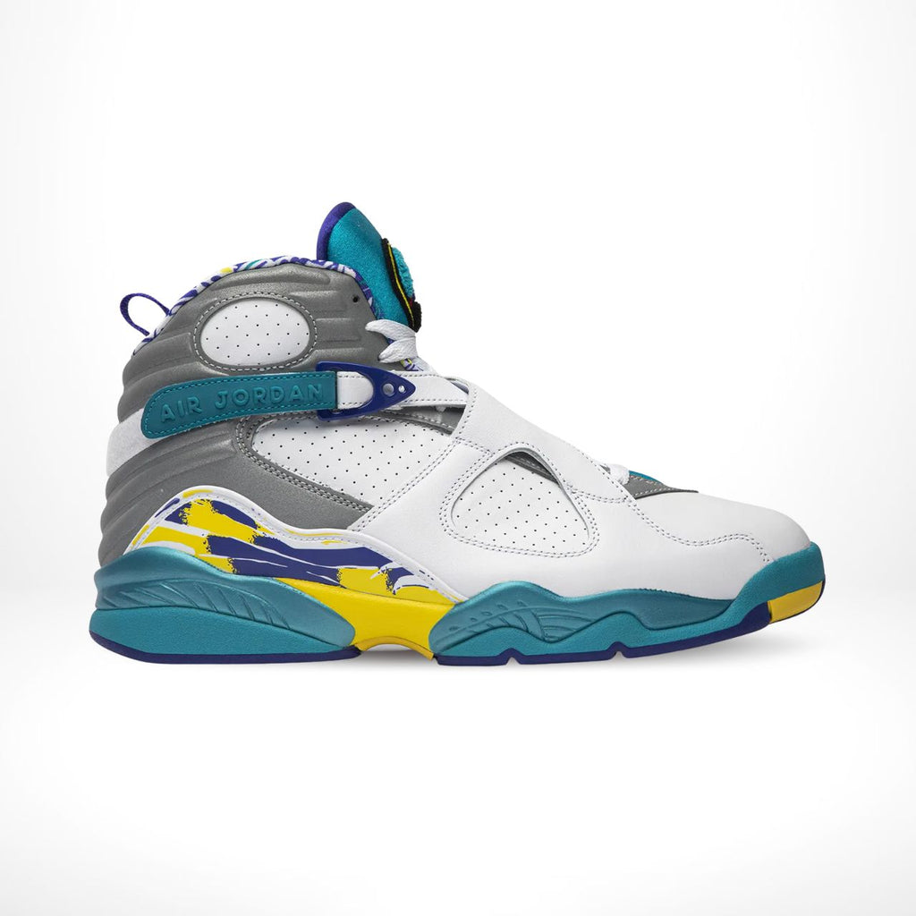 Air Jordan 8 Retro in White Aqua Blue - product image from the listing.