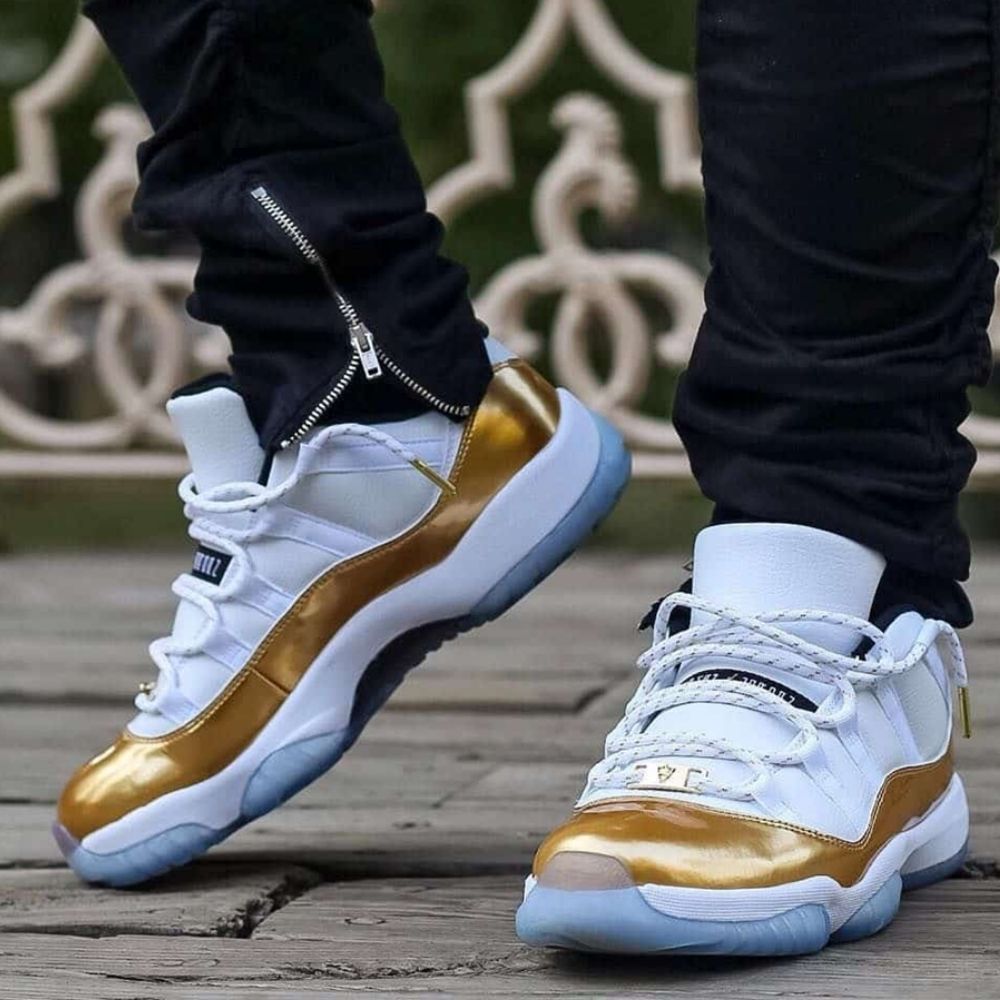 Air Jordan 11 Retro Low Closing Ceremony in White Metallic Gold - product image from the listing.