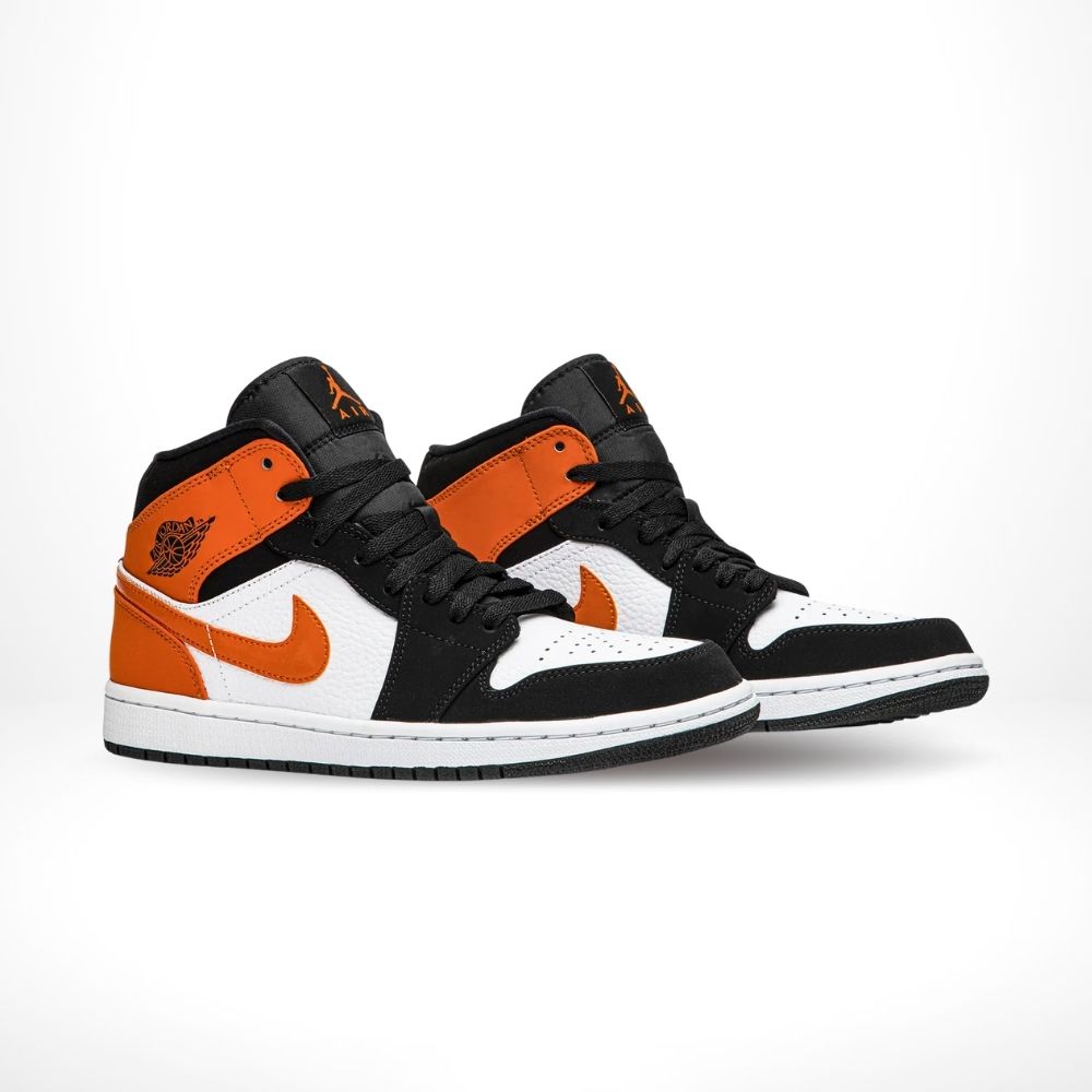 Air Jordan 1 Mid Shattered Backboard in Orange Black - product image from the listing.