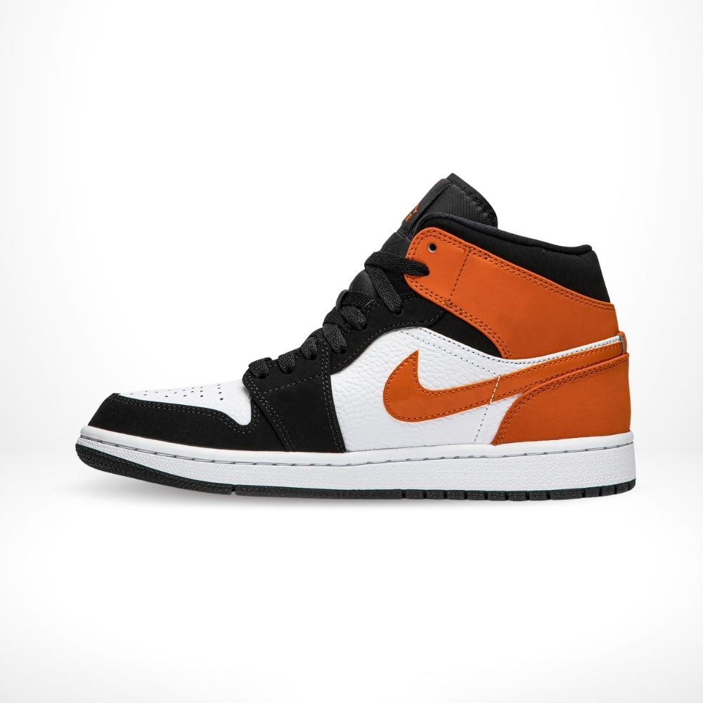 Air Jordan 1 Mid Shattered Backboard in Orange Black - product image from the listing.