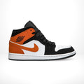 Air Jordan 1 Mid Shattered Backboard in Orange Black - product image from the listing.