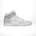 Air Jordan 1 Mid Swoosh Logo Grey Camo in White - product image from the listing.