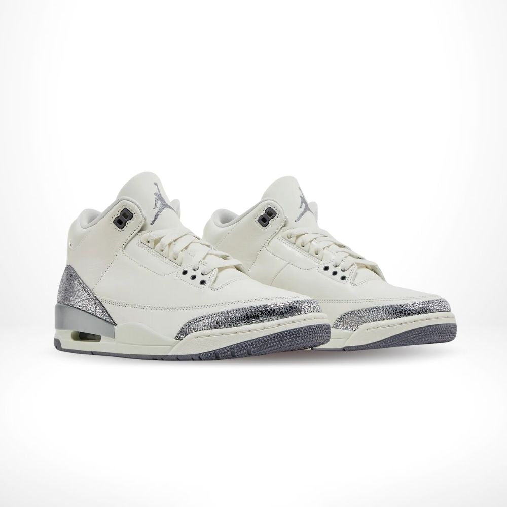 Air Jordan 3 Retro in Sail Metallic Silver - product image from the listing.