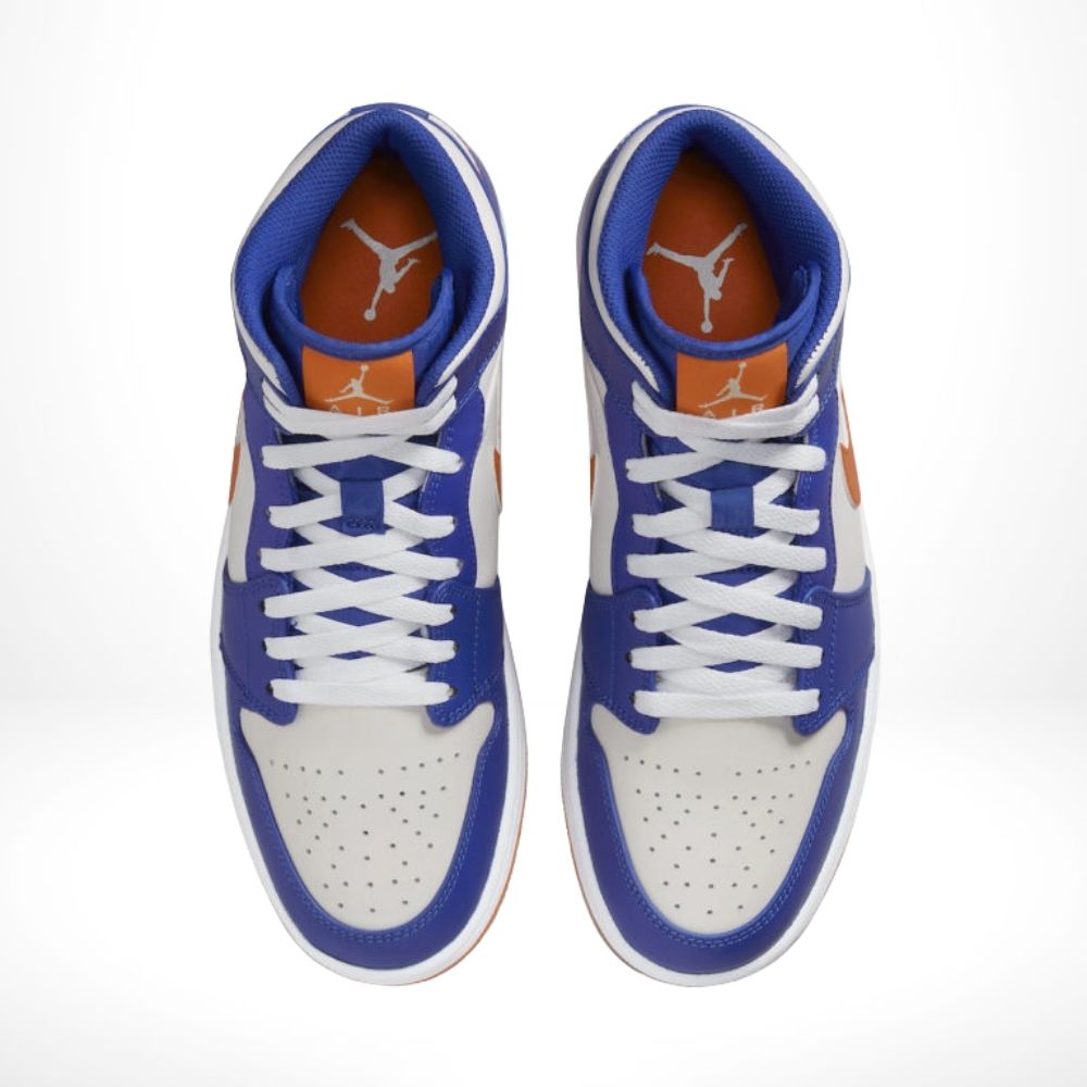 Air Jordan 1 Mid Knicks Game in Royal Orange - product image from the listing.