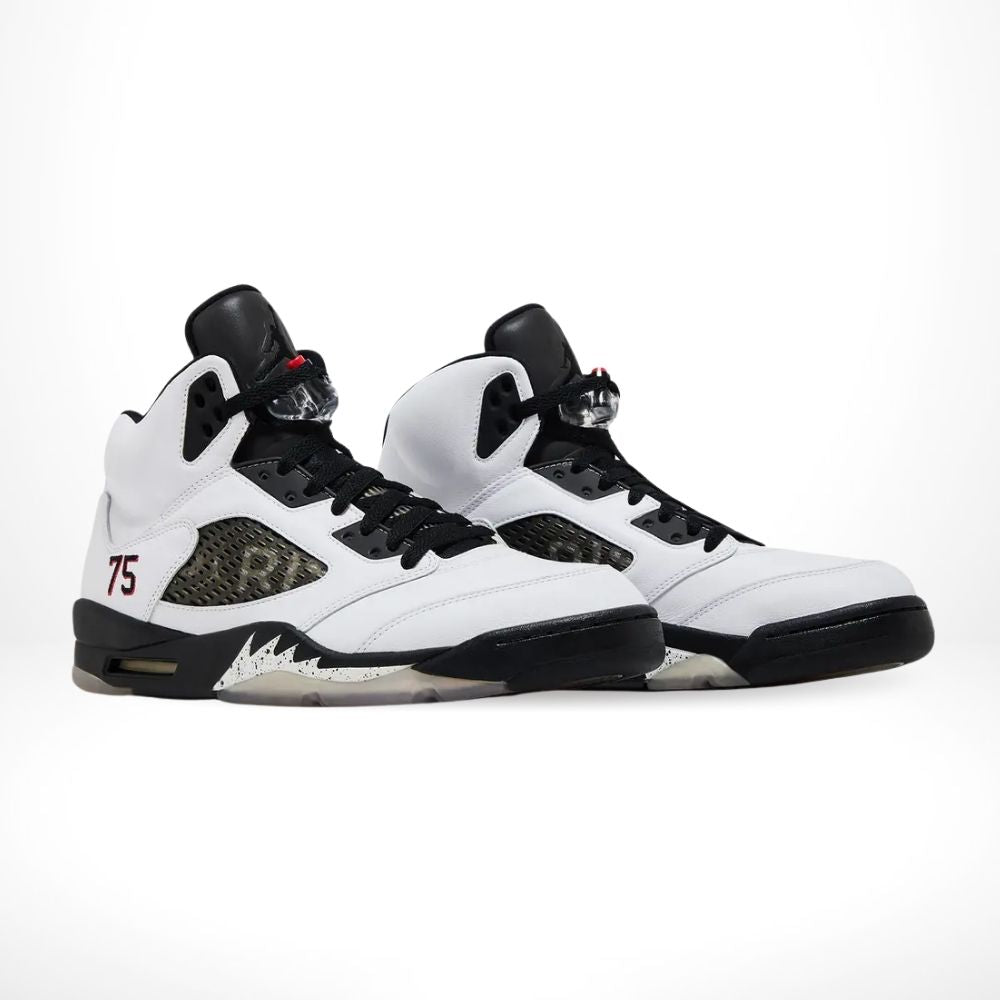 Air Jordan 5 Retro x Paris Saint-Germain Friends n Family in Black White - product image from the listing.