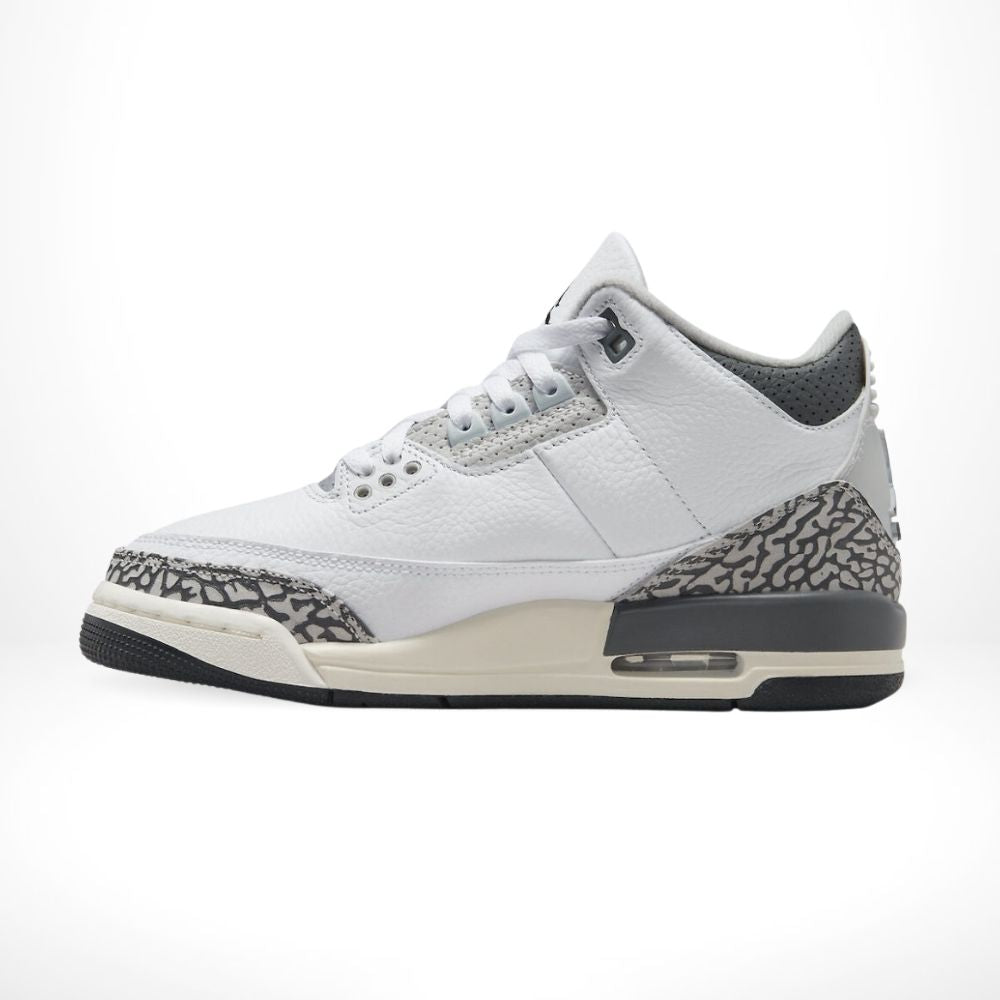 Air Jordan 3 Retro Hide N' Sneak Light Ash in Grey - product image from the listing.