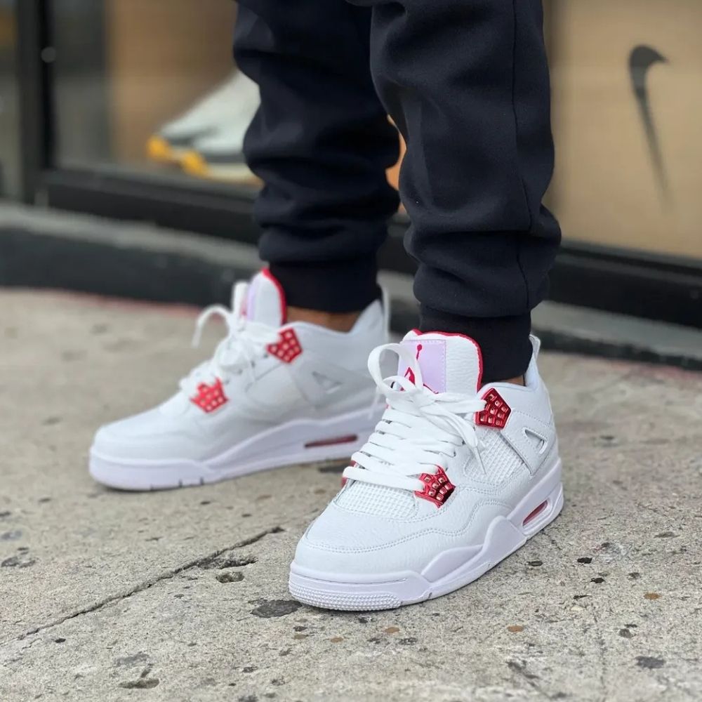 Air Jordan 4 Metallic Pack in White Red - product image from the listing.