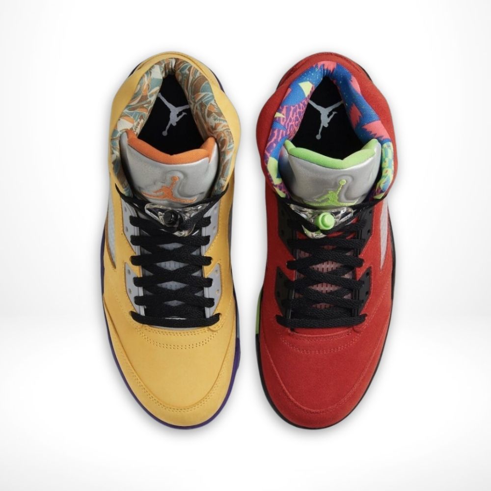 Air Jordan 5 Retro SE What The in Red Yellow - product image from the listing.