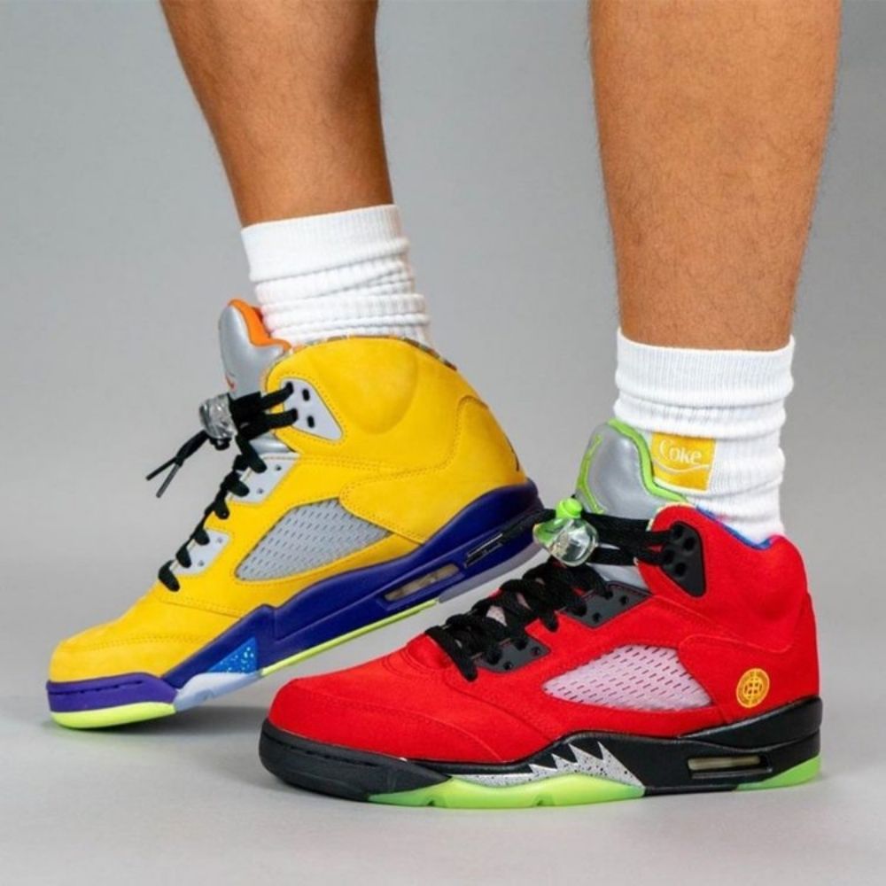 Air Jordan 5 Retro SE What The in Red Yellow - product image from the listing.