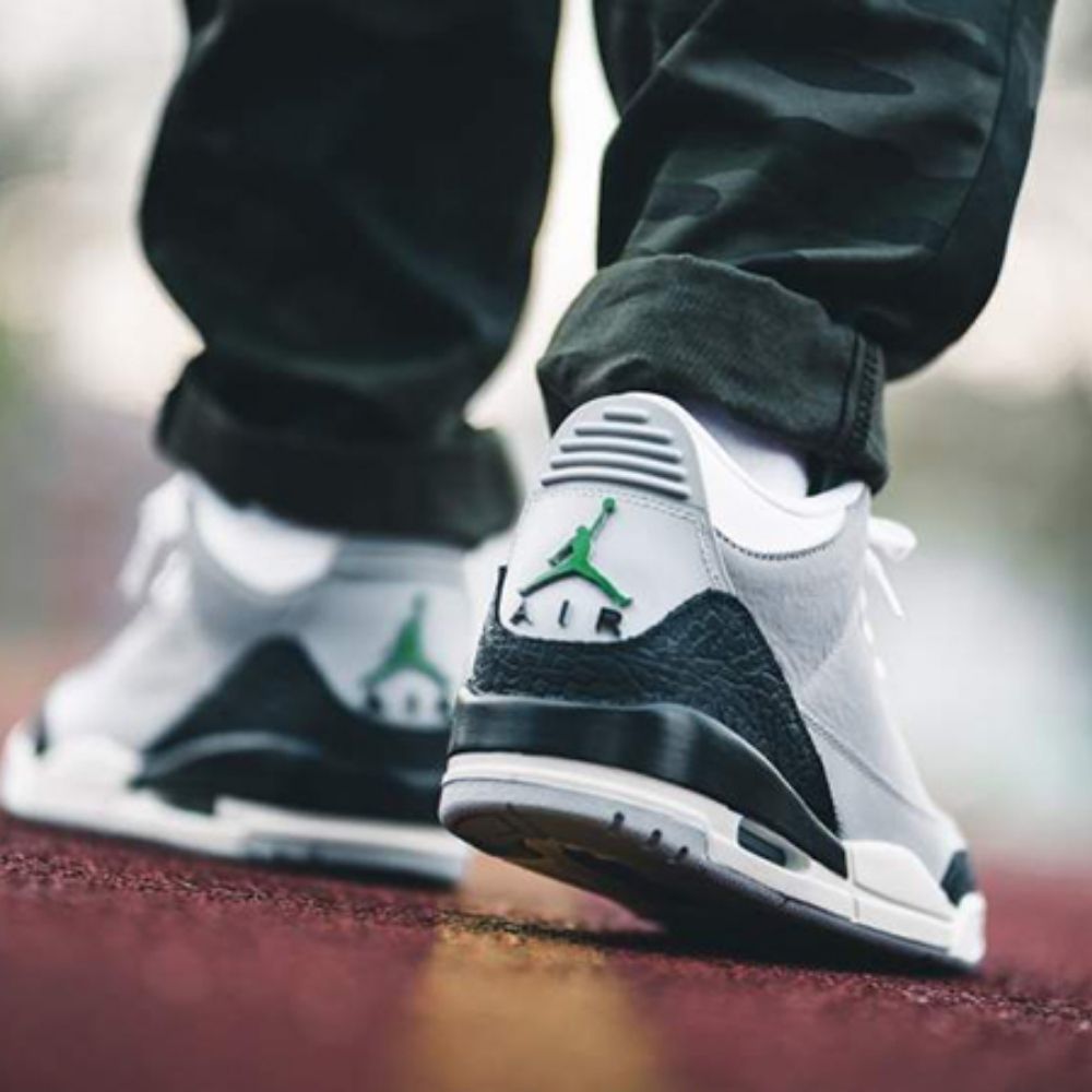 Air Jordan 3 Retro Chlorophyll in Grey Black - product image from the listing.