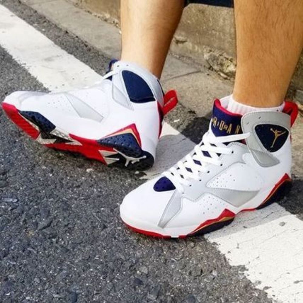 Air Jordan 7 Retro Olympic in White Red - product image from the listing.