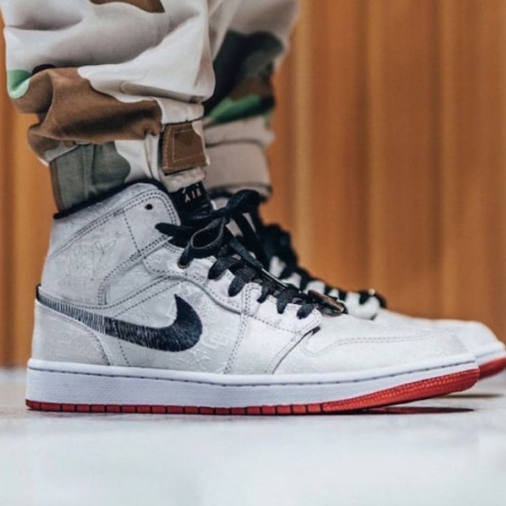 CU2804-100 - Air Jordan 1 Mid x Clot Fearless Grey - product image from the listing.